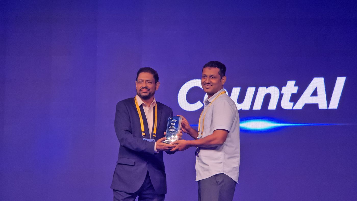 CountAI receiving the Intel Edge AI Software Excellence Award 2026
